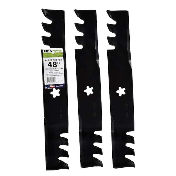 MaxPower 3 Blade Commercial Mulching Set for Many 48 in. Cut Craftsman,  Husqvarna, Poulan Mowers Replaces OEM #'s 532173921 561735XB - The Home  Depot
