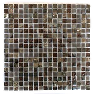 Classic Design Brown Square Mosaic 12 in. x 12 in. Glass and Stone Wall and Floor Tile (11 sq. ft./Case)