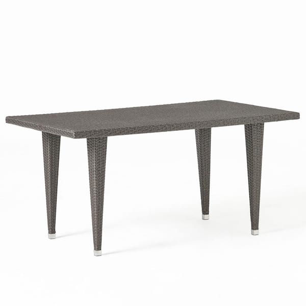 ToolCat 59 in. Gray Rectangular Wicker Outdoor Dining Table for 8 people