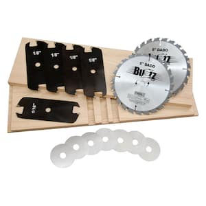 8 in. Carbide Stacking Dado Blade Set - 14-Pieces for Smooth and Precise Flat-Bottomed Grooves