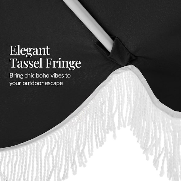 best choice products outdoor 9 foot patio umbrella screen black Best Choice Products 9ft Fringe Market Umbrella Boho Patio Sunshade w/ Tilt, UPF50+