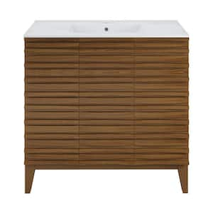 Cascade 36 in. Bathroom Vanity in Brown Oak with White Top