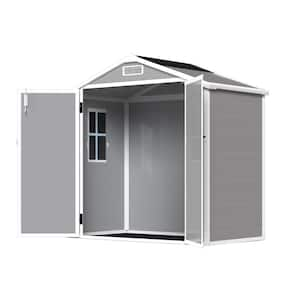 6 ft. W x 4ft. D Plastic Shed Coverage Area 24 sq. ft., Outdoor Storage Shed with Floor, Garden, Backyard Gray