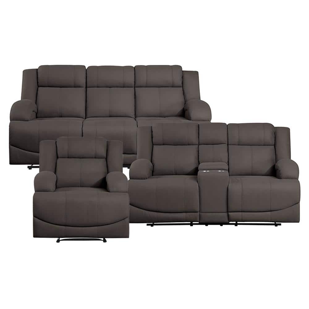 Darcel 81.5 in. W Straight Arm Microfiber Rectangle Manual Reclining Sofa S