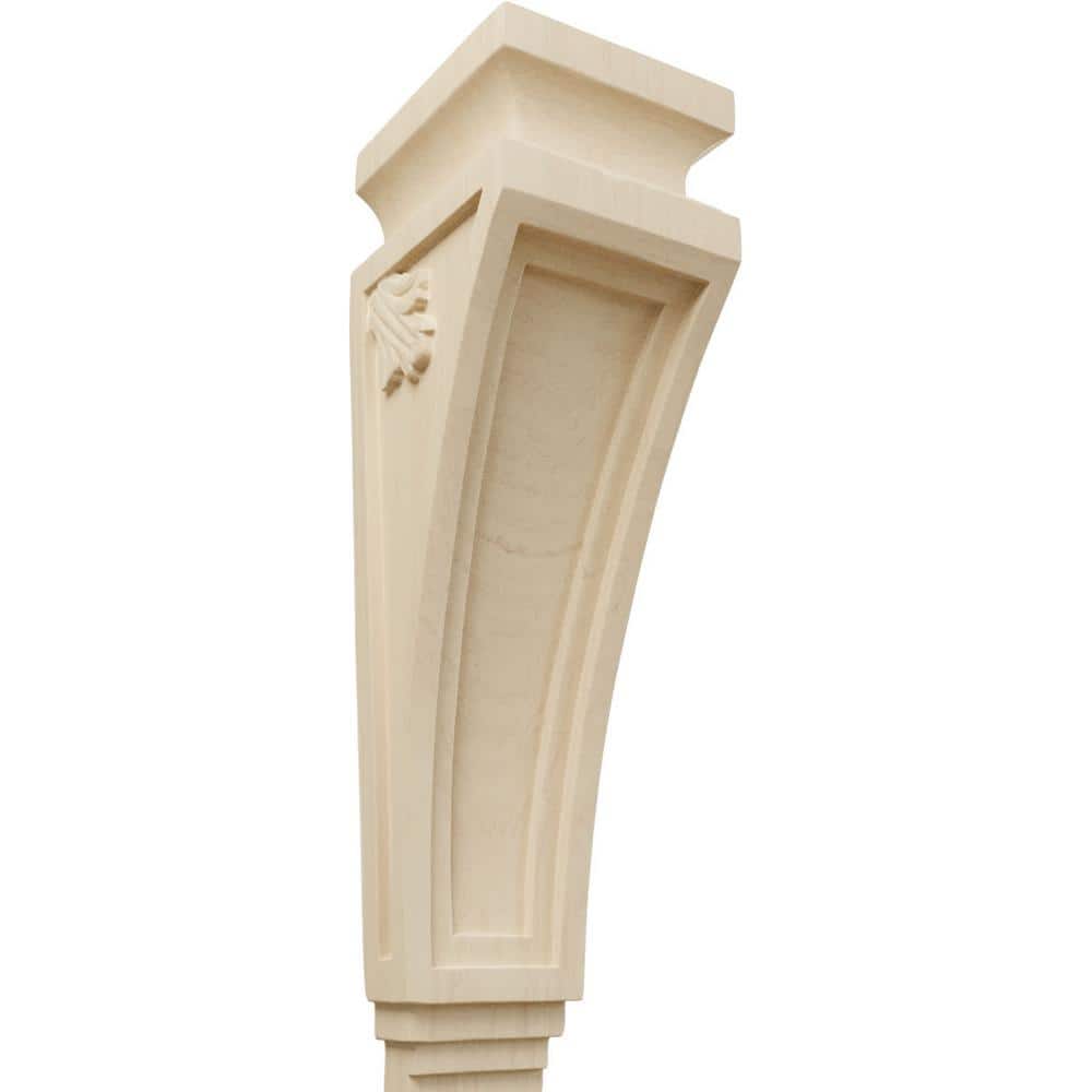 Unfinished Rubberwood 14" Decorative Corbel with Leaf Detail