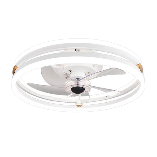 Tivleed White 19.7 in. Fan with LED Lights, 360-Degree Rotatable Blades, APP + Remote Control, 6 Air Speeds, Summer/Winter Mode