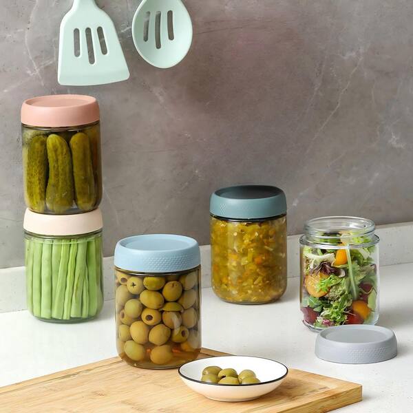 Wudkey Kitchen 6-Piece Food Grade Glass Jar Set with Airtight Seal