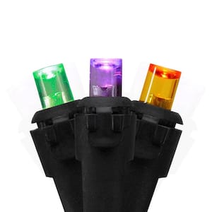 50-Count Purple Green and Orange LED Christmas Lights 16 ft. Black Wire
