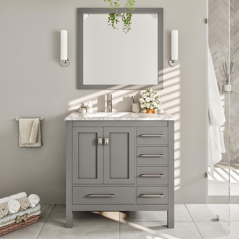 Eviva London 38 in. W x 18 in. D x 34 in. H Bathroom Vanity in Gray
