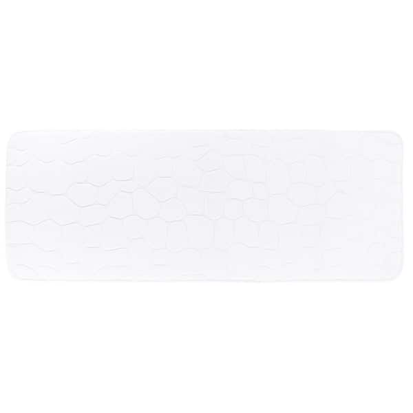 EVIDECO French home goods Bath Rug 18 in. x 48 in. White Microfiber Memory Foam Bath Runner Mat