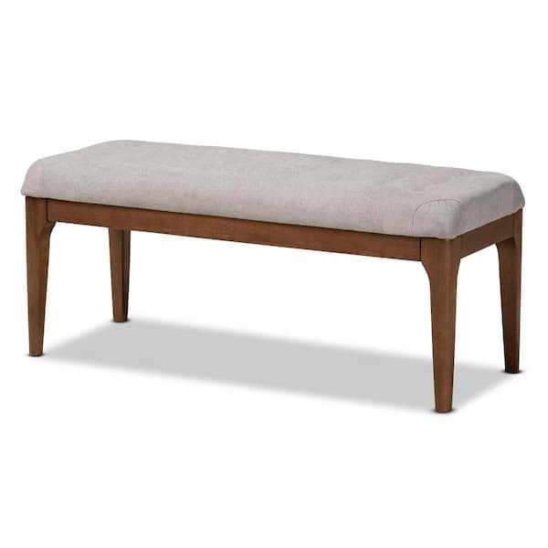 Baxton Studio Walsh Grey and Walnut Brown Dining Bench (17.7 in. H x 41 ...