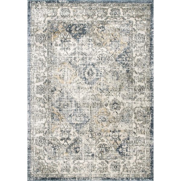 nuLOOM Gia Distressed Transitional Blue 6 ft. 7 in. x 9 ft. Indoor Area Rug