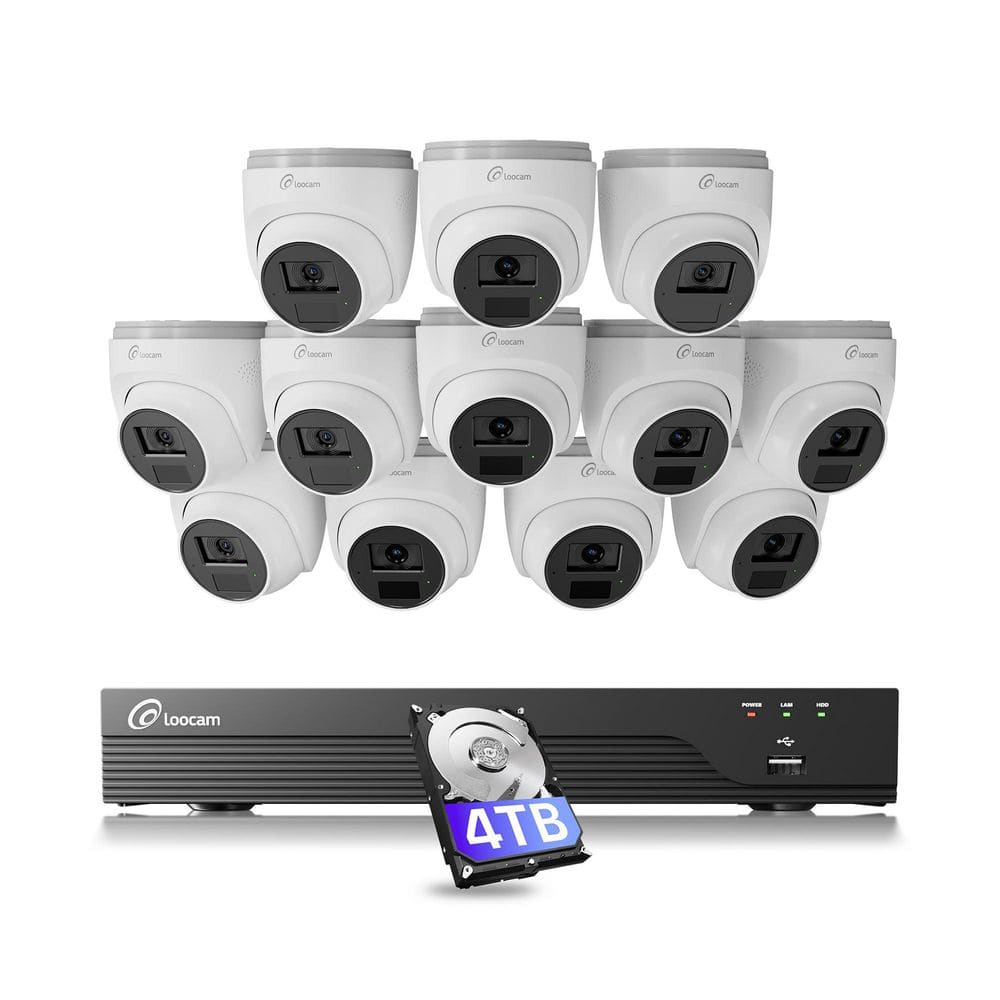 16-Channel 4K PoE Security Camera System 4TB Hard Drive, 12 8MP PoE IP Dome Cameras, 2-Way Audio, Smart AI Detection price history on PriceWatchPro