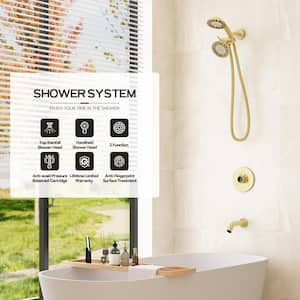 2-Spray Patterns with 1.8 GPM 5 in. Wall Mount Rain and Mist Fixed Shower Head in Brushed Gold