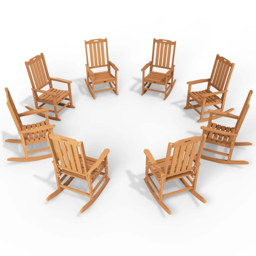 Teak HDPE Outdoor Patio Rocking Chair Adirondack Rocker Chair with High Backrest (Set of 8) price history on PriceWatchPro