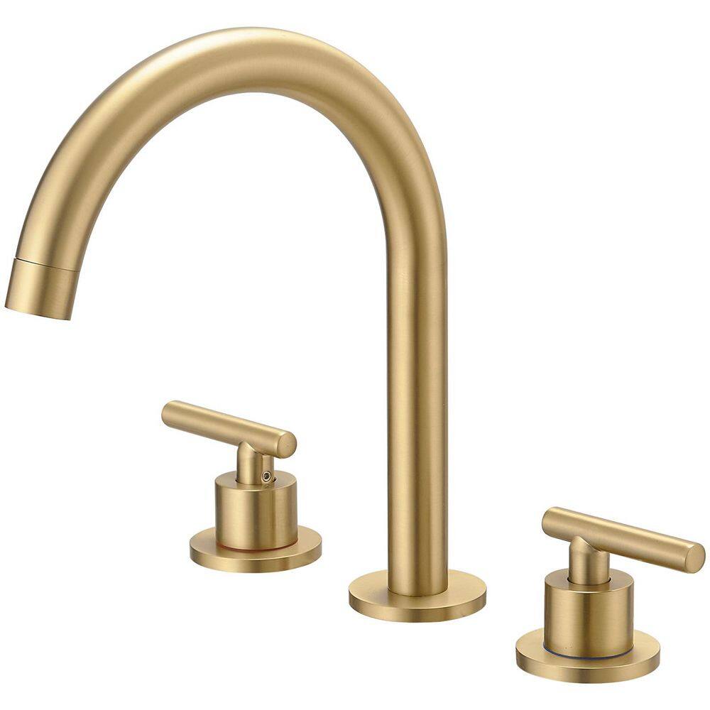 8 in. Widespread 2-Handle High-Arc Bathroom Faucet with Drain in Brushed Gold price history on PriceWatchPro