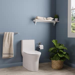 1-Piece 1.1/1.6 GPF 360° Dual Flush Comfortable Height Elongated Toilet in White 12 in. Rough-In, Seat Included