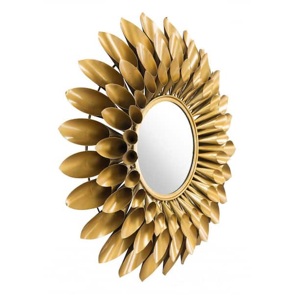HomeRoots 31.5 in. x 31.5 in. Classic Irregular Framed Gold Vanity Mirror