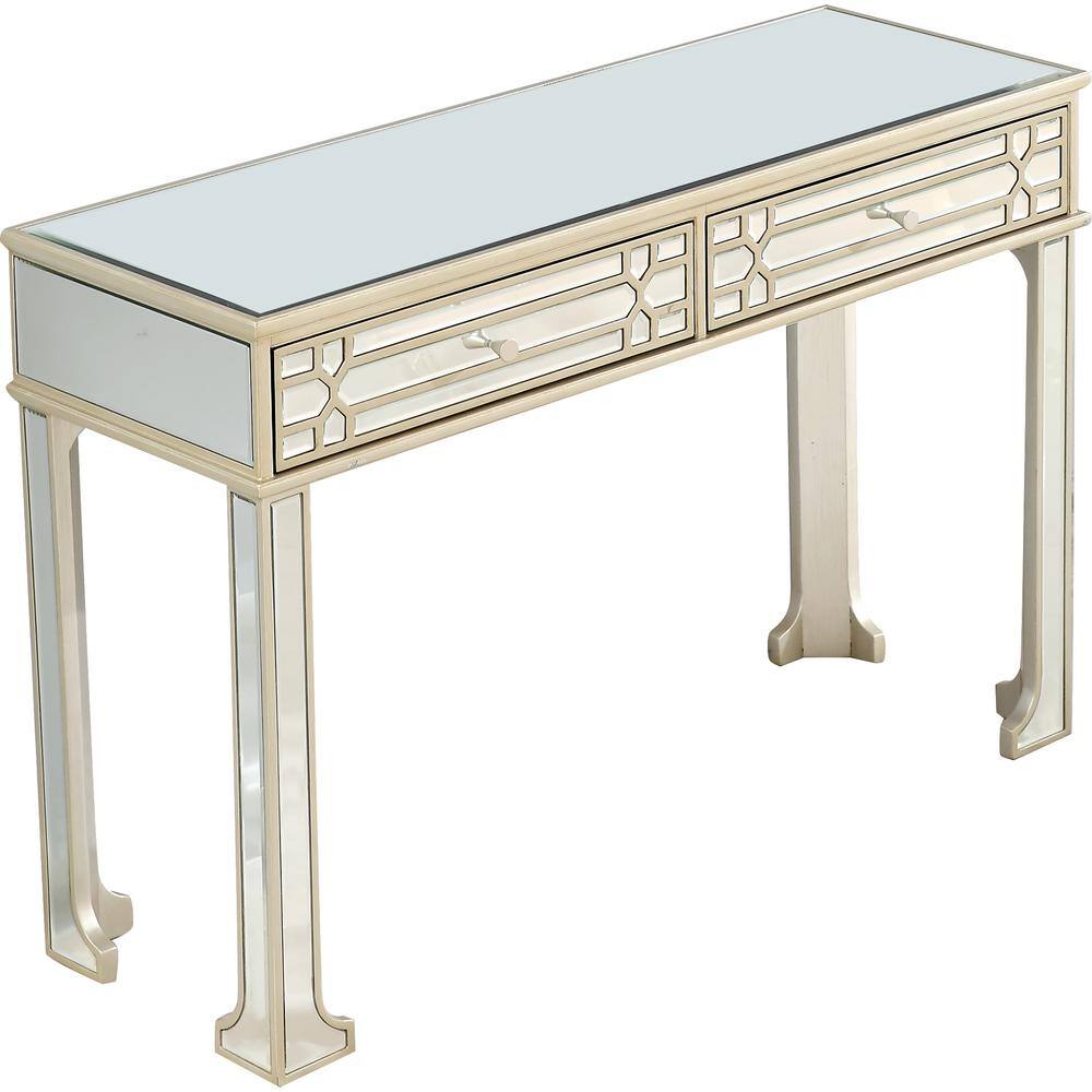 Aubrey Mirrored Glass Hallway Console Table with Storage