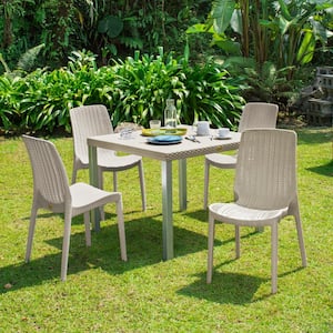 Oslo Taupe 5-Piece Resin Outdoor Dining Set