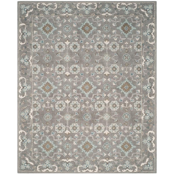 SAFAVIEH Blossom Gray 9 ft. x 12 ft. Border Area Rug