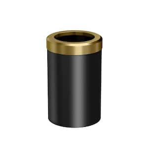 Modern Waste Can Round in Matte Black Brushed Brass Combo