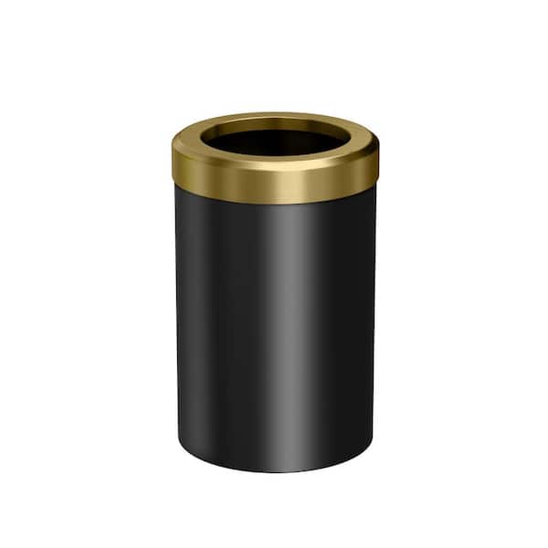Unbranded Modern Waste Can Round in Matte Black Brushed Brass Combo