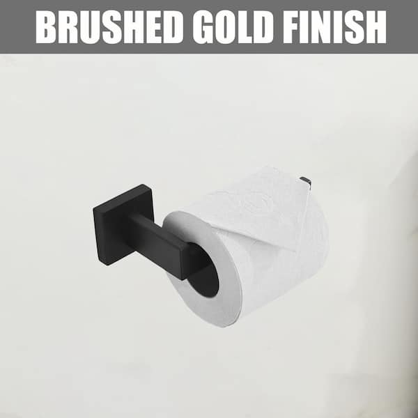 Bathroom Hardware 5-Pieces Bath Hardware Set with Towel Bar, Robe Hook, Toilet Paper Holder in Black