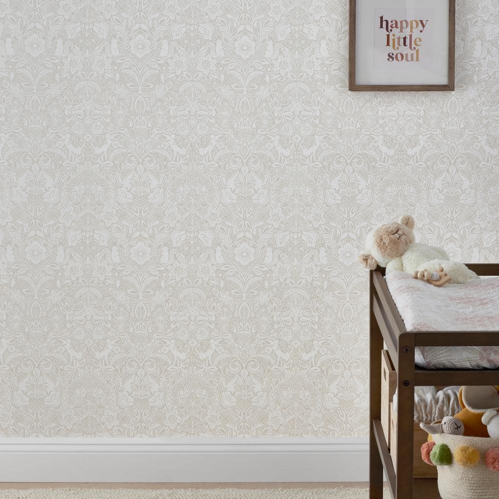 The Company Store Little Bunny Beige Peel and Stick Removable Wallpaper