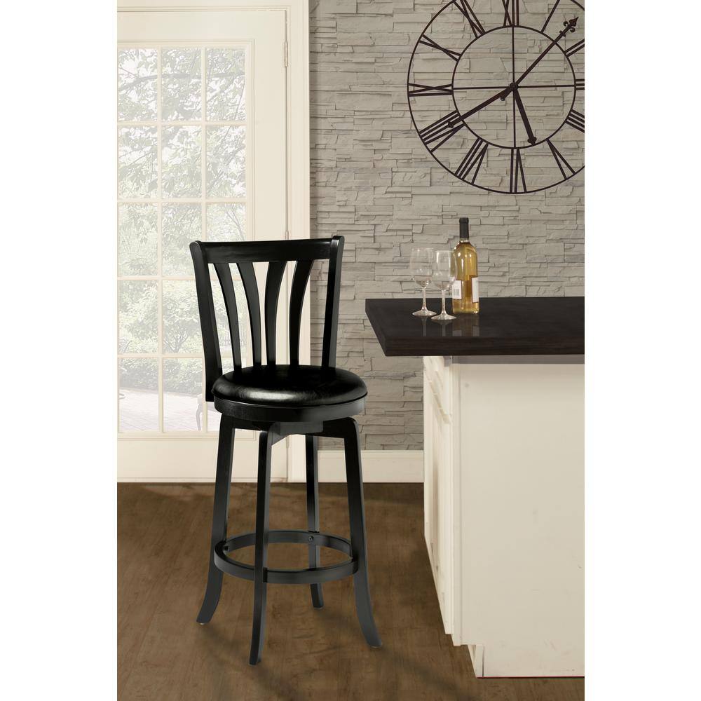 Savana Classic Black Swivel Counter Stool with Faux Leather