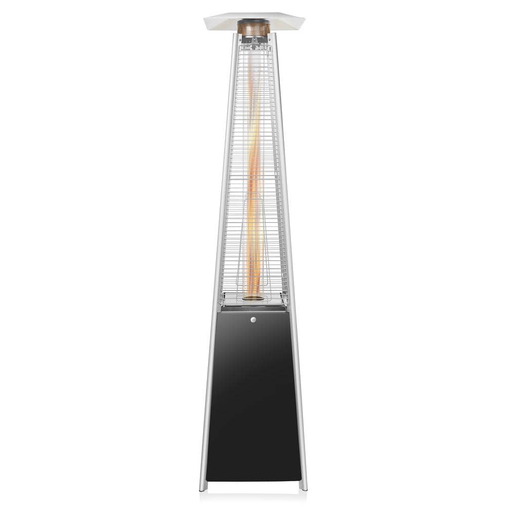 Black Metal Propane Standing Patio Heater with Emergency Shut Off
