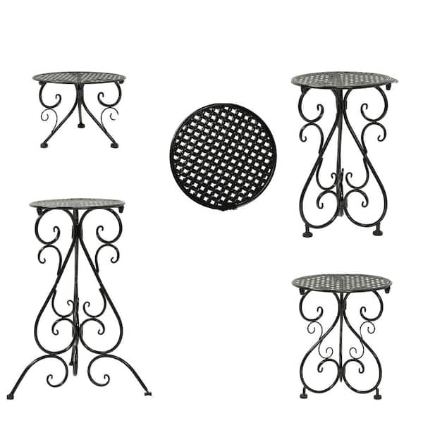 4-Pack Black Metal Round Plant Stand for Flower Pot (22.5 in. H)