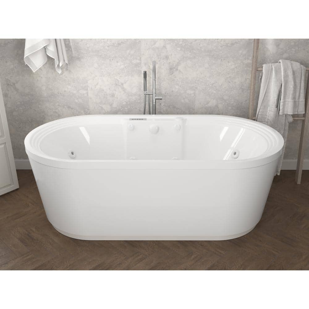 Anzzi Sofi 5.6 ft. Center Drain Whirlpool and Air Garden Tub with Jets in  White