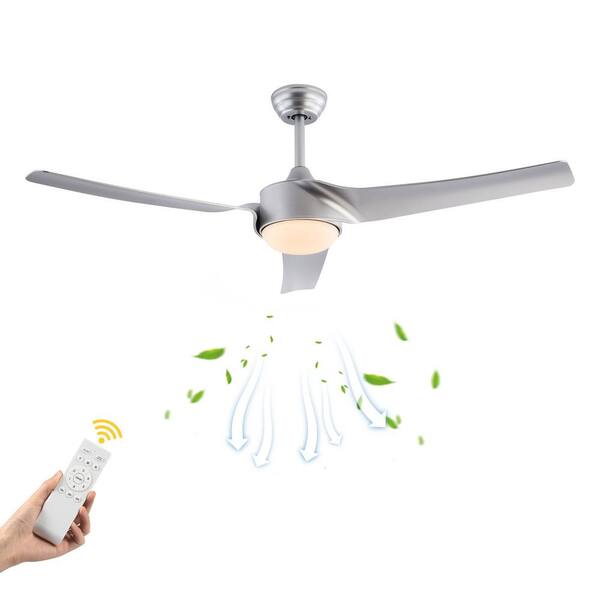 OUKANING 52 in. Smart Indoor Silver Modern 6Speed Ceiling Fan with