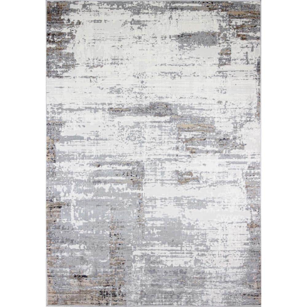 Elegant Tranquility 8' x 10' Gray Synthetic Transitional Area Rug