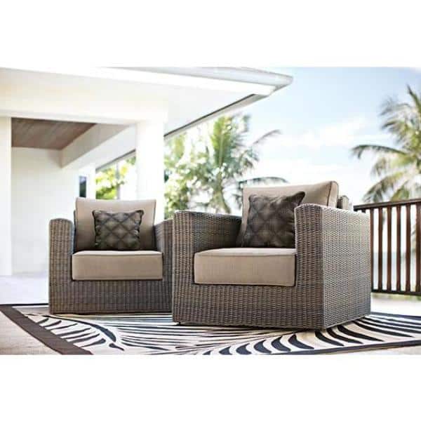 Home Decorators Collection Naples Brown All Weather Wicker Outdoor Lounge Chairs With Putty Cushions 2 Pack Frs00481bf 2pk - Home Decorators Collection Naples Outdoor Furniture