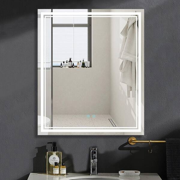 JimsMaison 30 in. W x 36 in. H Rectangular Frameless Anti-Fog Wall Mounted LED Bathroom Vanity Mirror in Natural