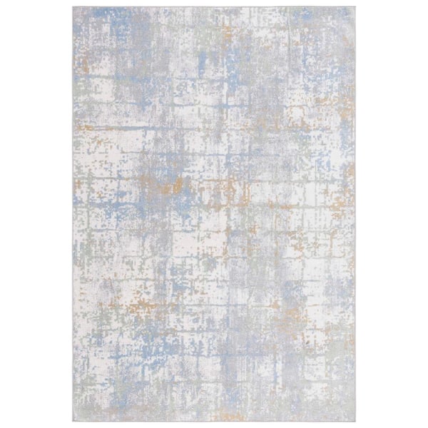 SAFAVIEH Bayside Gray/Ivory Blue 5 ft. x 8 ft. Machine Washable Abstract Distressed Area Rug