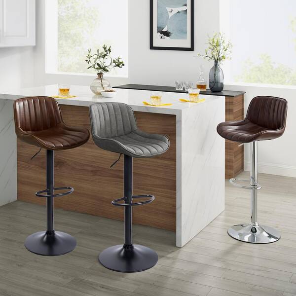 Art Leon Modern Cognac Faux Leather, Red Sox Bar Table And Stools