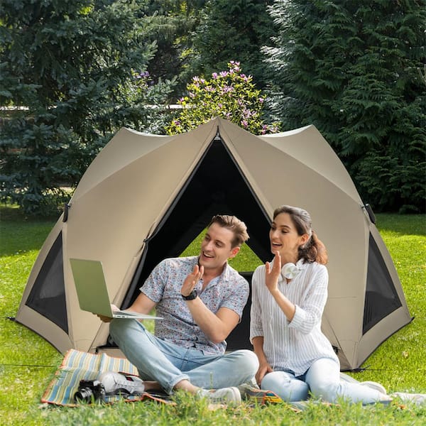 4/5/6-Person Pop-up Camping Tent for with Rainfly Skylight 3 Doors 3 Windows