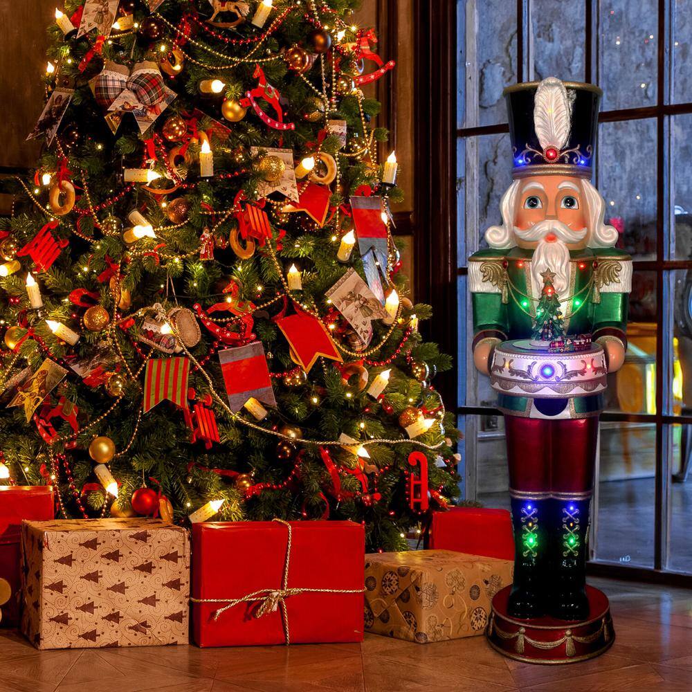 4.8-Ft Green and Red Resin Nutcracker with LED Lights and Music