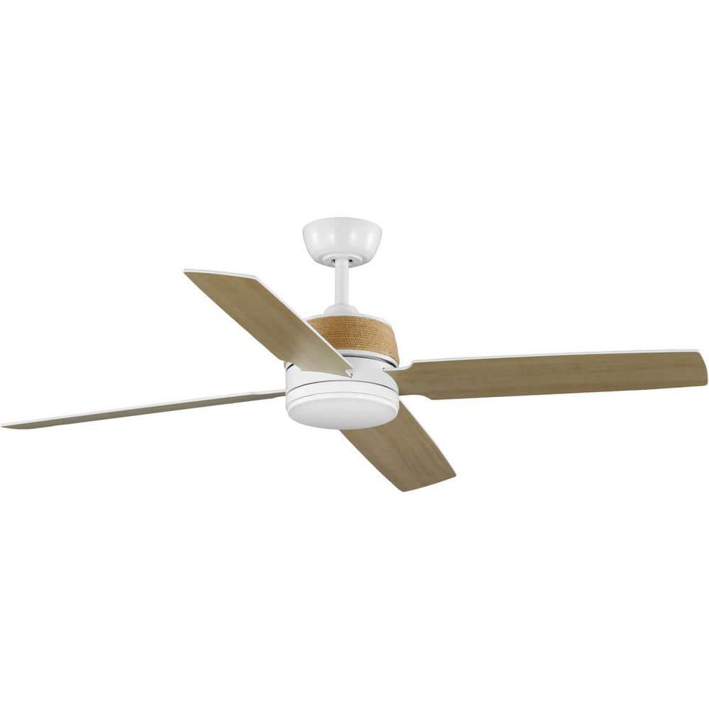 Shaffer II 56" Satin White LED Ceiling Fan with Jute Rope