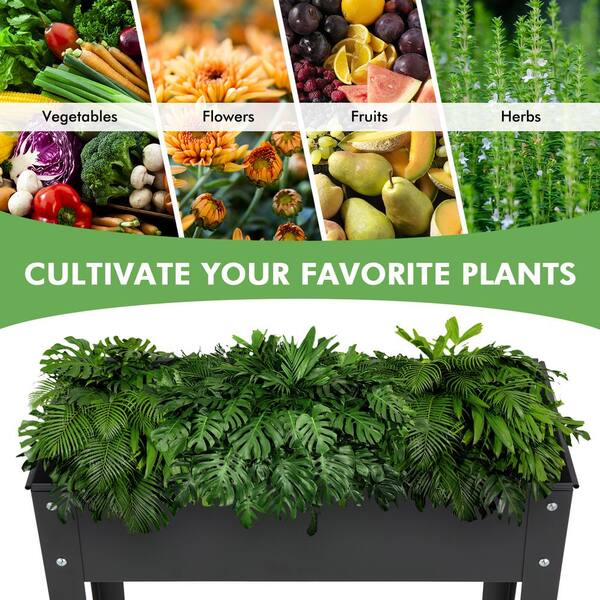 HONEY JOY 24 in. L x 11 in. -Wattx 5.5 in. H Black Raised Garden Bed  Lo-WattHeight Elevated Gardening Container w/Drainage Hole TOPB007011 - The  Home Depot