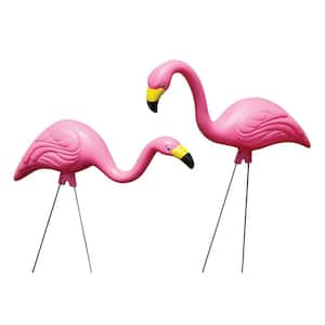 Pink Plastic Flamingos Garden Yard Stake Decor (2-Pack)