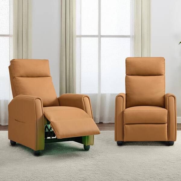 Spruce & Spring Toinette Camel Push Back Recliner Chair with