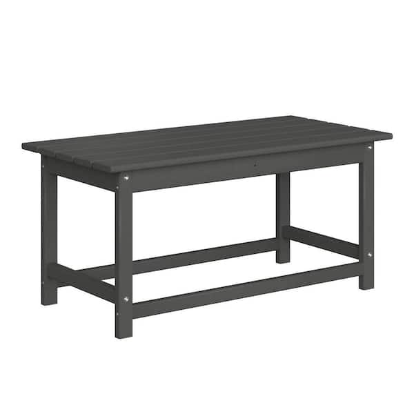 Mason Gray Poly Plastic Fade Resistant Outdoor Patio Rectangle Adirondack Coffee Table