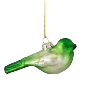 4 in. Green and White Glass Bird Christmas Ornament
