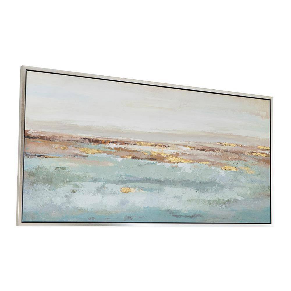 Ocean Day Blue and Gold Abstract Landscape Canvas Painting