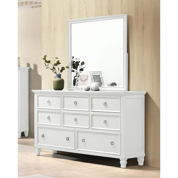 NEW CLASSIC HOME FURNISHINGS New Classic Furniture Tamarack White 8-drawer 62 in. Dresser with Mirror