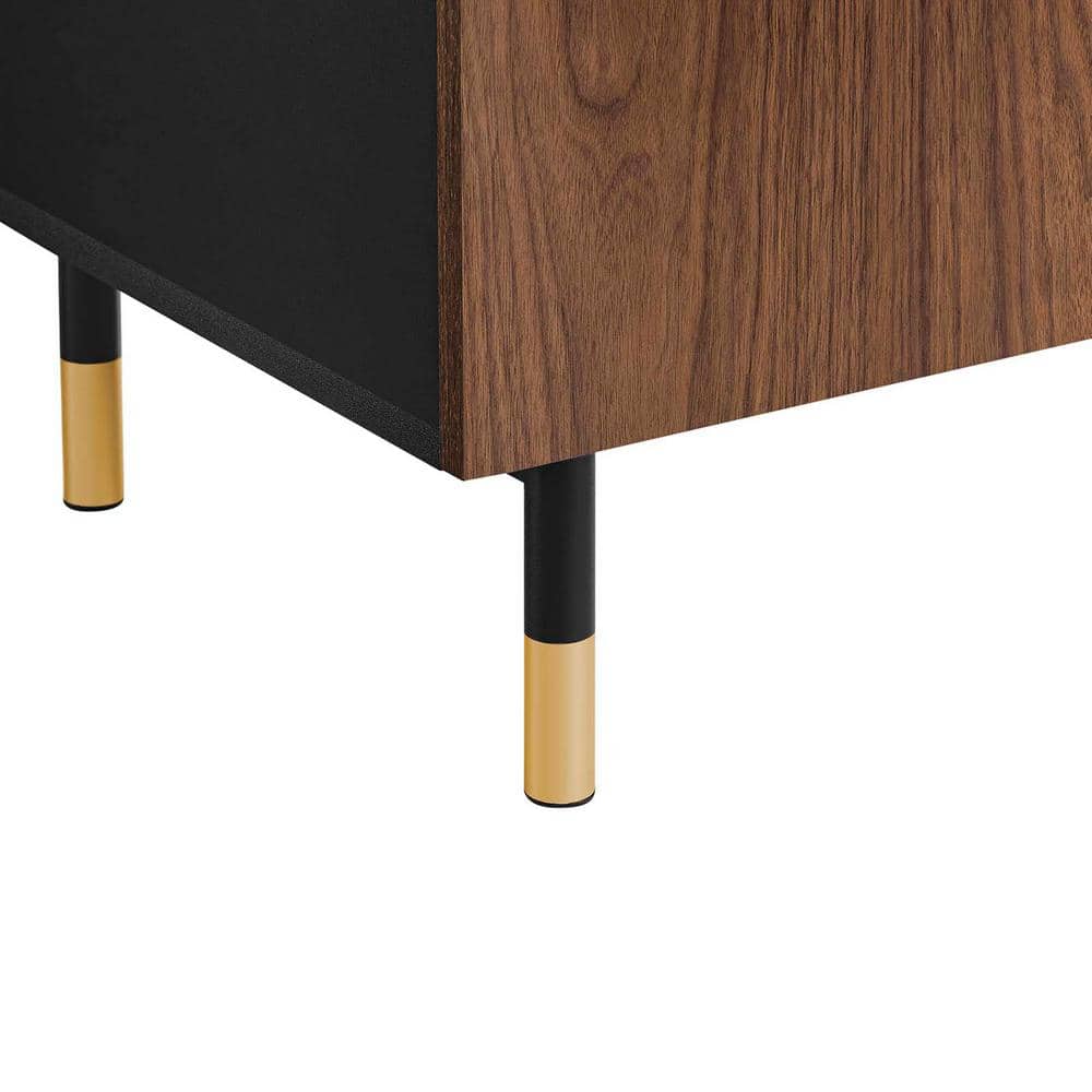 Nexus Black and Walnut 60" TV Stand with Cabinet
